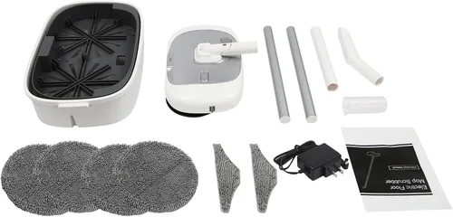 Miniatura 8 de Trapeador eléctrico con cubo de limpieza, pulidor de piso inalámbrico, paquete de 4 almohadillas para trapeador, limpieza automática, hasta 100
