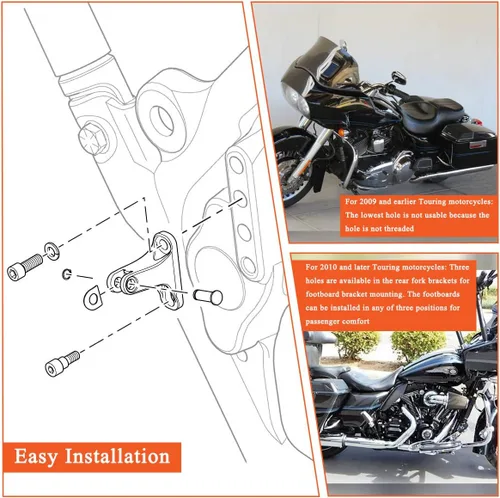 Miniatura 3 de FOVPLUE Mini estribo de pasajero, estriberas de pasajero con kit de montaje para Harley Touring 1993-2025, para CVO Electra Glide Road Glide Road