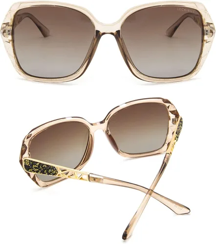 Miniatura 4 de LECKIRUT - Lentes de sol de gran tamaño para mujer, lentes de sol clásicos y a la moda con protección UV polarizada