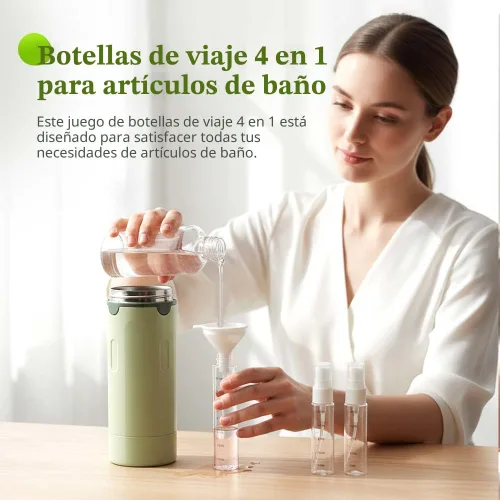 Miniatura 4 de Dispensador de viaje 4 en 1, paquete de 4 botellas de viaje para artículos de tocador, recipientes de tamaño de viaje a prueba de fugas, recipientes