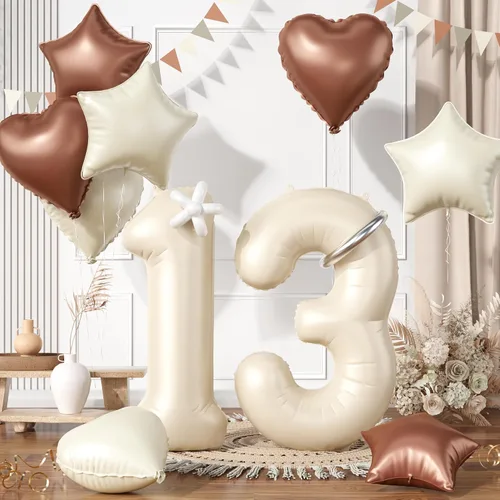 Miniatura 78 de Globos dorados de color champán con el número 11, globos de oro claro, globo de aluminio dorado con forma de corazón con estrella y globo largo