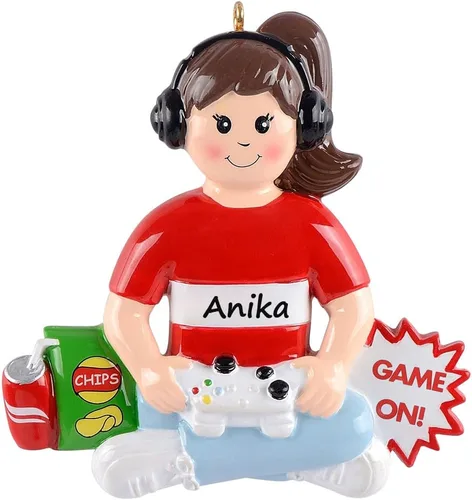Miniatura 6 de MAXORA Adorno personalizado para árbol de Navidad para niños, adorno de jugador de video gamer, controlador de mano, decoración de árbol de Navidad