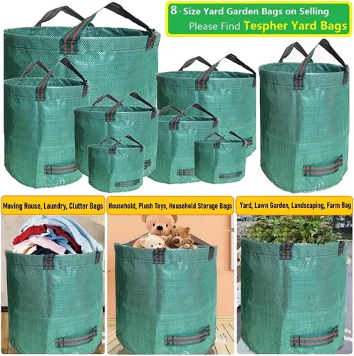 Miniatura 3 de Paquete de 3 bolsas profesionales de 63 galones para césped y jardín, grandes (D31, 19 pulgadas de alto), con guantes de jardinería, estándar, bolsa