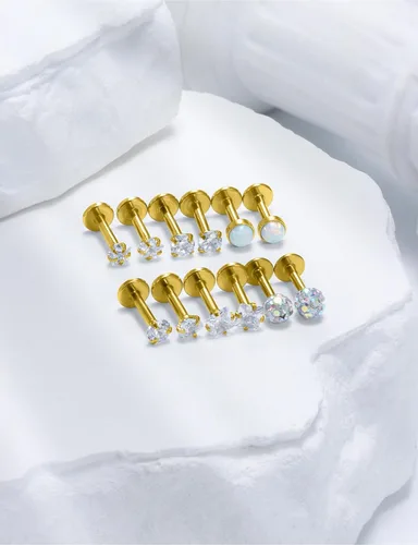 Miniatura 5 de Aretes de nariz de acero quirúrgico 316L con parte trasera plana de 16G, piercing de labio Medusa Labret Monroe, Tragus Forward Helix, Caracola