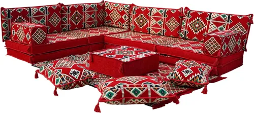 Miniatura 11 de arabicsofa Juego de sofás árabes tradicionales en forma de L - Sofás seccionales marroquíes - Asientos Majlis orientales para sala de estar