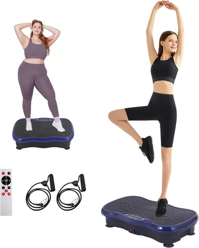 Miniatura 10 de Whole Body Vibration Plate Exercise Machine – Power Vibrating Plate for Lymphatic Drainage Weight Loss, Shake Plate Exercise Platform with Touch Rosa