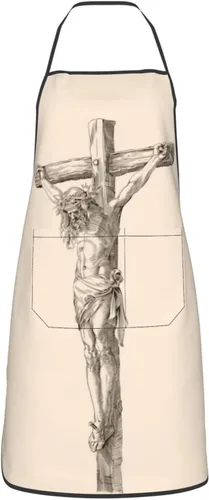 Miniatura 14 de Delantal de Jesús, delantales de cocina para hombres y mujeres, delantal de cocina, delantal de chef, delantales de jardín ajustables con 2 bolsillos