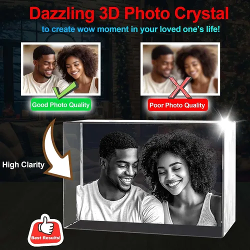 Miniatura 4 de Foto de cristal 3D, regalos personalizados para mujeres, mamá, papá, pareja, regalos personalizados con tu propia foto, imagen de vidrio grabada