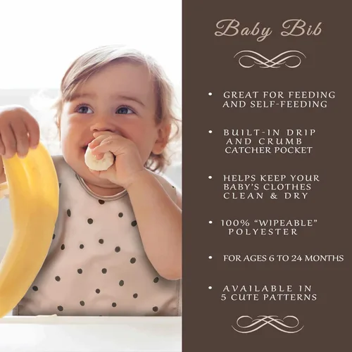 Miniatura 6 de modernKIDS Babero sin mangas para niñas y niños Babero impermeable para bebé Bata de bebé para comer Babero delantal con bolsillo