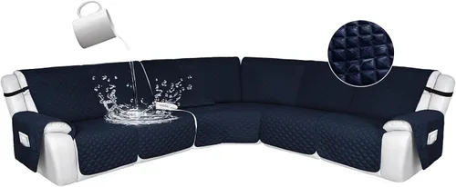 Miniatura 139 de HDCAXKJ Fundas de sofá seccional reclinable 100% impermeable, forma de L, funda de sofá reclinable lavable acolchada suave para mascotas, perro