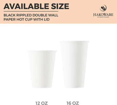 Miniatura 5 de [1000 unidades] Paquete de cosecha de 16 onzas vasos de papel desechables de una sola pared blanca – bebidas calientes agua, café, té, cacao, café