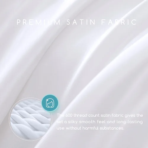 Miniatura 2 de MR&HM Sábanas de satén para cama de tamaño King, juego de 4 piezas de ropa de cama sedosa con bolsillo profundo de 15 pulgadas para colchón