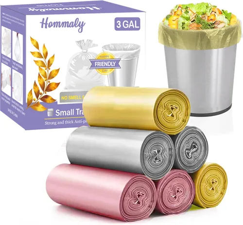 Miniatura 8 de 350 bolsas de basura pequeñas de 1.2 galones, bolsas de basura fuertes, mini forros para botes de basura para baño, bolsas de plástico para oficina