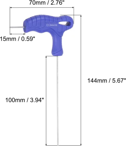 Miniatura 2 de uxcell Llave hexagonal de extremo de bola de 0.059 in, llave inglesa con mango en T, acero métrico CR-V, 2