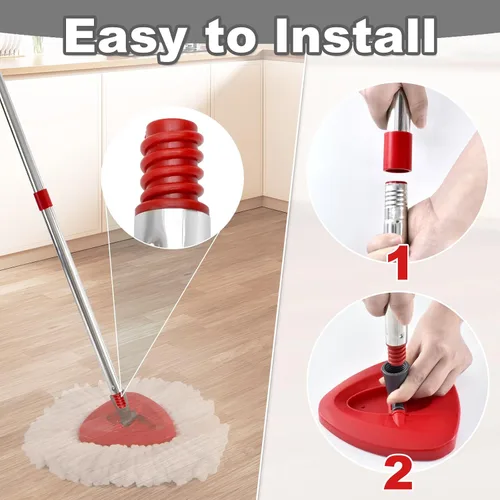 Miniatura 5 de Reemplazo del mango de trapeador giratorio de 4 secciones, (30 a 58 pulgadas), mango de acero inoxidable fácil de instalar, resistente a