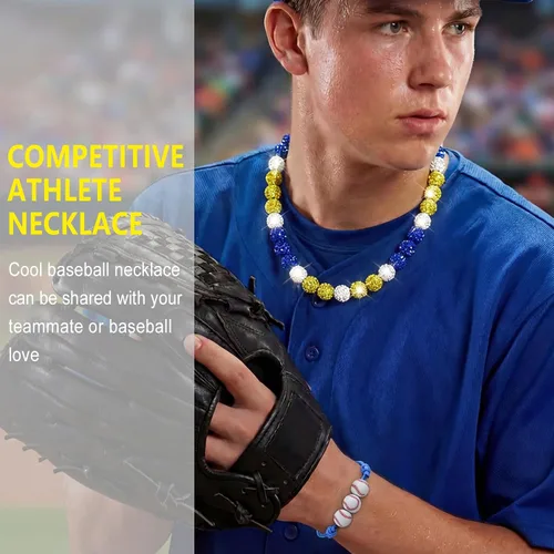 Miniatura 6 de Collar de béisbol con cuentas para hombre, colección Bling Ice, de 16 a 20 pulgadas, ideal para equipos de béisbol y entusiastas Arctic Ice