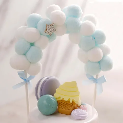 Efavormart - Bolas de algodón de 6 x 11 pulgadas para decoración de tartas, suministros de decoración de pasteles, color azul y blanco para bodas,