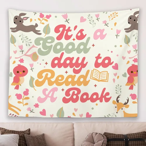 MNASAIOO Tapiz de pared para colgar en el aula con texto en inglés "It's A Good Day to Read A Book", tapiz de pared para niños, amantes de los