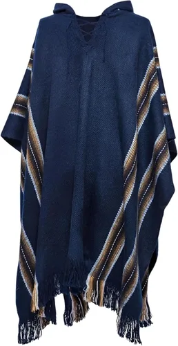 Gamboa Poncho de alpaca para hombre Pancho mexicano con capucha vaquero y ponchos occidentales manta para adultos