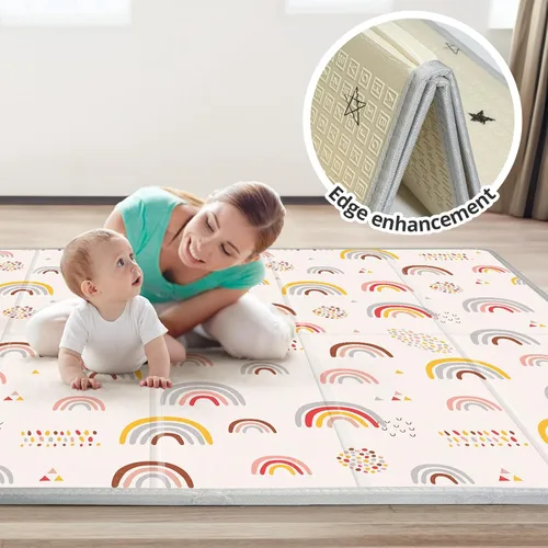 Miniatura 4 de Alfombra de Juego Plegable para Bebé, PIGLOG Alfombras Impermeables para Bebés y Niños Pequeños, Alfombra de Espuma Segura para Tiempo de Barriga