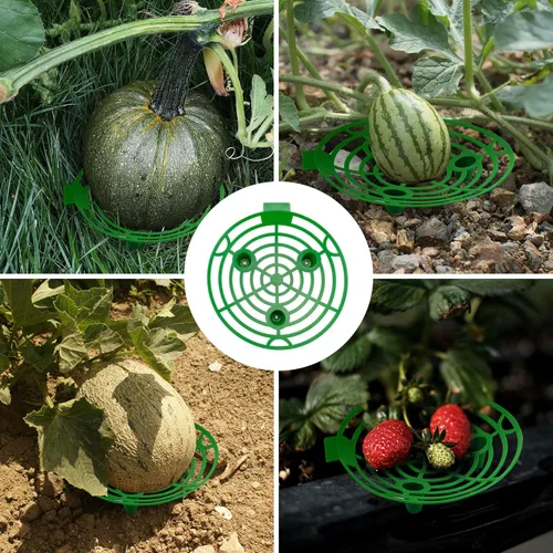 Miniatura 7 de Paquete de 15 bases de melón para soporte de calabaza de jardín, enrejado, evita la pudrición del suelo, soporte de plástico para plantas y jardín