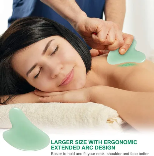 Miniatura 4 de Taube Gua Sha Herramientas faciales Natural Premium Jade Stone Guasha herramienta para masaje corporal facial Tabla de raspar Punto de gatillo