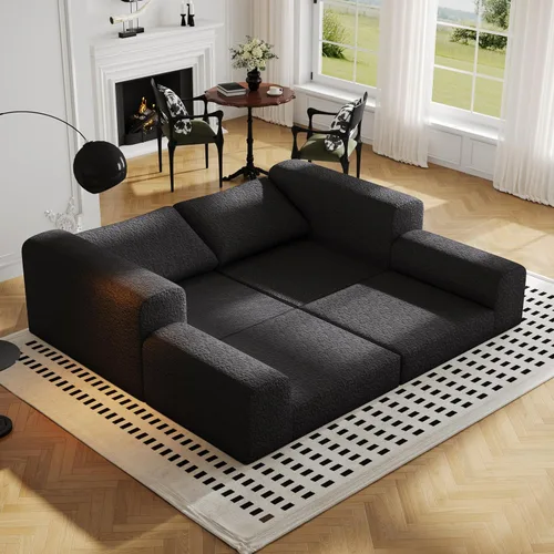 Miniatura 6 de Sofá seccional modular en forma de nube, sofá modular de combinación DIY para sala de estar, sofás de asiento de amor tejidos únicos con 2