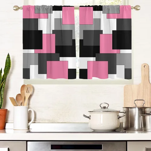 Miniatura 26 de AAtter Cortina de Ventana Verde Azulado y Negro Turquesa Aguamarina Gris Blanco Abstracto Moderno Oscuro Masculino Sala de Estar Dormitorio Cortinas