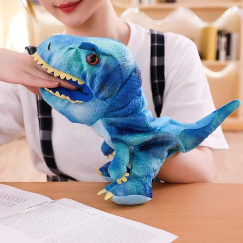 Miniatura 6 de Títeres de mano de dinosaurio de peluche, animal de peluche de dinosaurio, lindo juguete de peluche suave, gran regalo de cumpleaños para niños