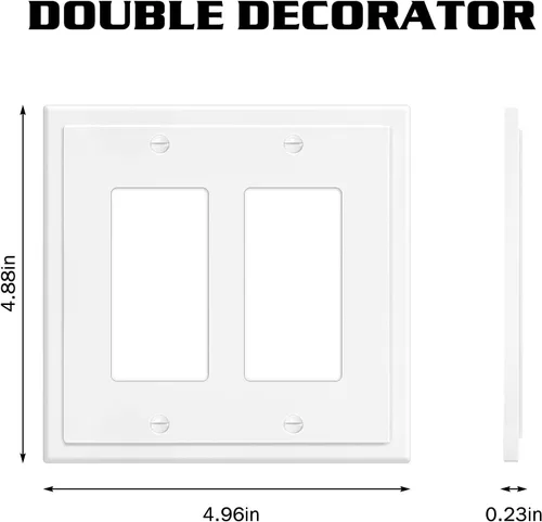 Miniatura 7 de Placa Decorativa de Pared de Borde Moderno de 2 Enchufes, Cubierta para Interruptor de Salida, Doble Decorador, Placa Frontal Eléctrica