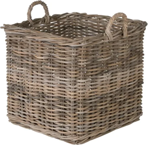 KOUBOO Cesta cuadrada grande de ratán, hecha a mano, sala de estar, mantas, cubo de juguetes, almacenamiento adicional, almacenamiento decorativo,