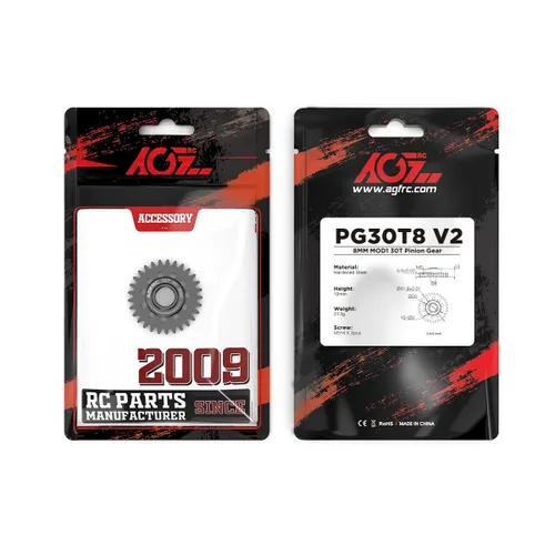 Miniatura 7 de AGFRC Engranaje de motor de piñón de acero endurecido 8MM MOD1 30T RC para carreras de alta velocidad y aplicaciones de carreras de arrastre Parte