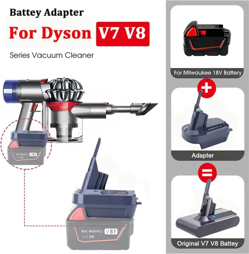 Miniatura 2 de Adaptador de batería para Dyson V8 para Milwaukee M18 18V Convertir a Dyson V8 SV10 Animal Motorhead Aspiradora de mano Convertidor (solo adaptador)