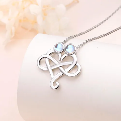Miniatura 22 de Cadena de plata esterlina y dije de corazón y animal tierno con palabras grabadas, cadena de 18 pulgadas, para mujeres y niñas