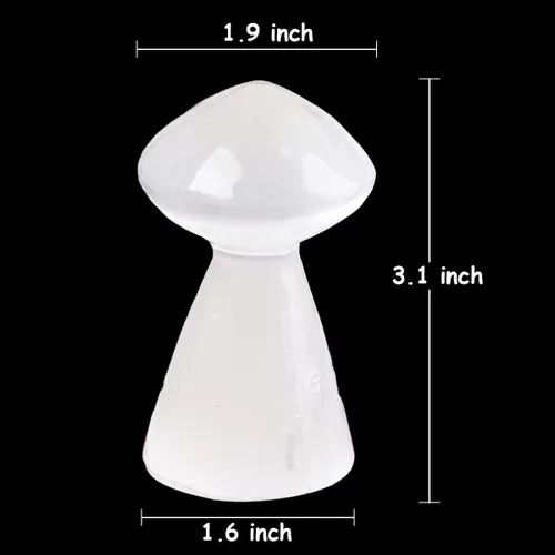 Miniatura 3 de JIC Gem Lámpara de selenita USB con forma de hongo blanco, pequeña lámpara de cristal de selenita de 3,1 pulgadas con base de soporte de luz