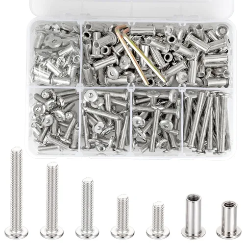 Miniatura 10 de Juego de 25 tornillos de metal para muebles M6x15mm Silver para muebles, juego de brocas hexagonales métricas, tornillos de cubierta de metal