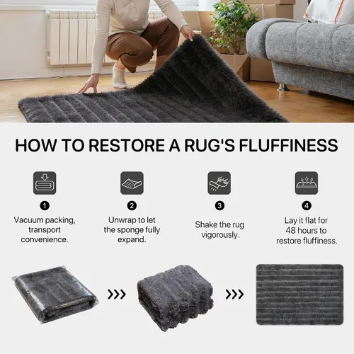 Miniatura 4 de GENIMO Alfombra de área de 5 x 7 pies para dormitorio, alfombra suave y antideslizante para niños y niñas, alfombras de felpa sólidas para sala