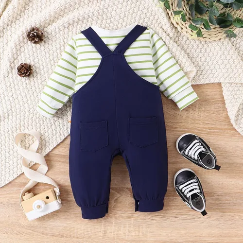 Miniatura 3 de TOKIAGO Conjunto de ropa de bebé para recién nacido, para otoño e invierno, a rayas, mameluco de dibujos animados, conjunto de pantalones