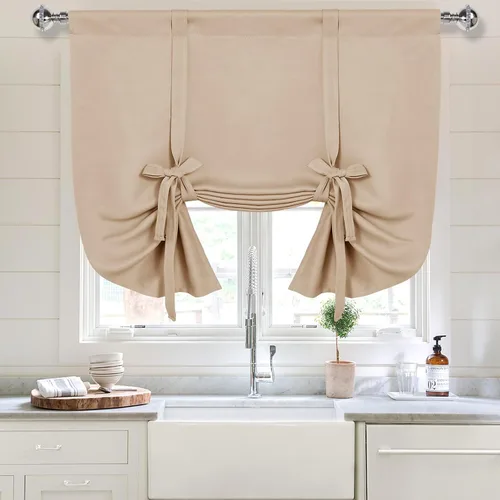 Miniatura 19 de DWCN Cortinas Opacas - Persiana Enrollable con Lazos para Ventana, Aislamiento Térmico, Oscurecimiento de Habitación, Cortinas con Bolsillo