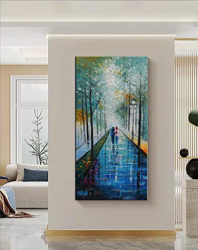 Miniatura 15 de Tyed Art - Pinturas al óleo de 24 x 48 pulgadas sobre lienzo, arte 100% pintado a mano, obra de arte contemporánea, obra de arte abstracta, arte