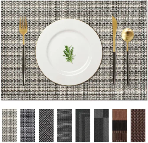 Miniatura 7 de AHHFSMEI Manteles individuales para mesa de comedor, juego de 4, manteles individuales de vinilo tejido de plástico, antideslizantes, aislamiento