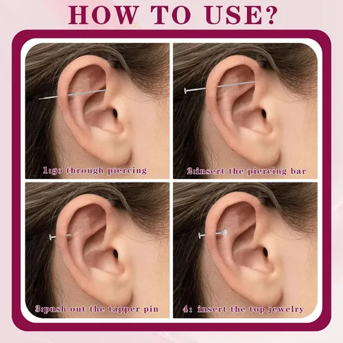 Miniatura 4 de Herramienta de Agarre de Bola Cónica para Perforación para Reemplazo de Joyería - Herramienta Aplicadora de Aretes de Acero Inoxidable con Parte