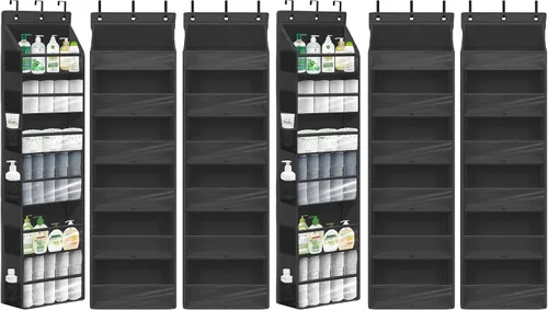 Miniatura 11 de Organizador de puerta con 6 bolsillos extra grandes, 12 bolsillos laterales, estante de almacenamiento resistente para armario, organizador de Beige
