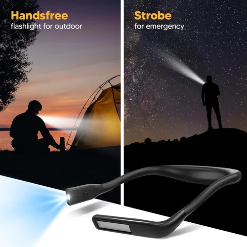 Miniatura 4 de Luz de cuello para leer libros para amantes de la lectura, recargable 2000mAh 10-80Hrs luz de libro amplia amigable para los ojos, regalos de Negro