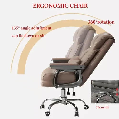Miniatura 3 de Ergonomic Office Chair with Footrest, High Back PU Leather Executive Computer Chair with 135° Backrest and Lumbar Support for Home Desk Task, Easy