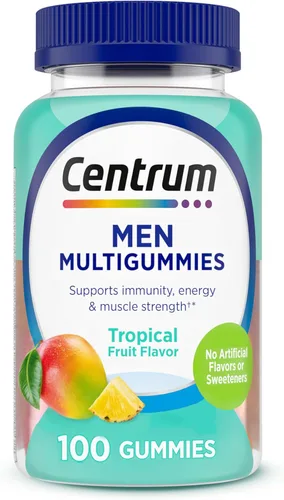Centrum Gomitas multivitamínicas para hombre, sabores de frutas tropicales hechas de sabores naturales, 100 unidades, suministro para 50 días