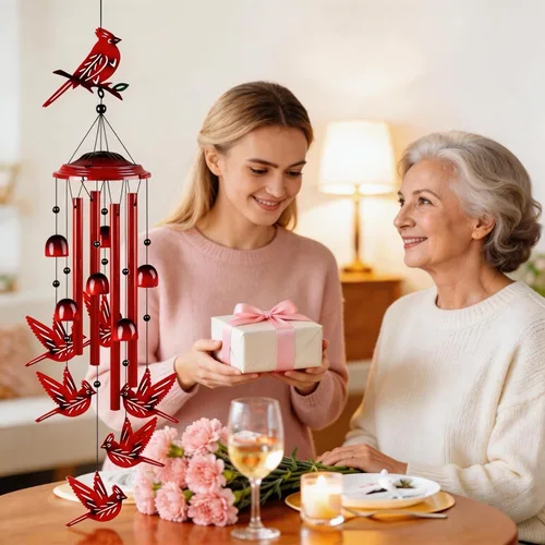 Miniatura 3 de YHmall Campanillas de viento cardenales para exteriores, regalos cardenales para mujeres, tonos relajantes, campanillas de viento conmemorativas