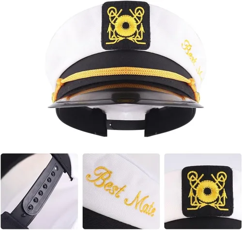 Miniatura 4 de Sombrero de capitán de despedida de soltero - Sombrero de soltero náutico para novio Accesorio divertido Boats n' Hoes Bridal Shower