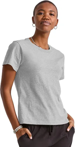 Miniatura 5 de Hanes Camiseta de algodón original para mujer, camiseta clásica con cuello redondo, talla grande disponible