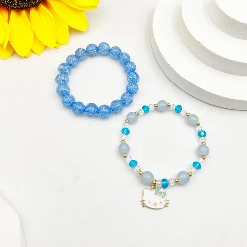 Miniatura 5 de Juego de pulseras kawaii con cuentas de cristal, diseño de dibujos animados con cuentas elásticas de perlas, joyería para niñas y mujeres, regalo